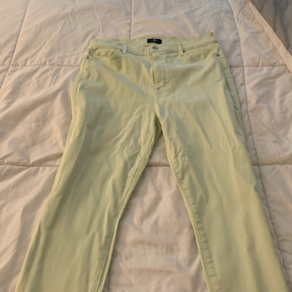 7 For All Mankind High Rise Pale Green Stretch Jeans size 32